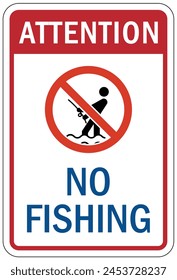 No fishing warning sign and labels