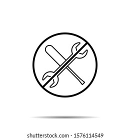 No fix, maintenance icon. Simple thin line, outline vector of web design development ban, prohibition, embargo, forbiddance icons for ui and ux, website or mobile application