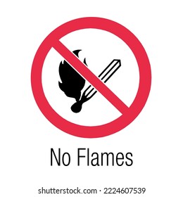 No Flames - Prohibition Signs- No Smoking  Flammable - Flammable Material, Don't Light Matches, Fire Control, Emergency.