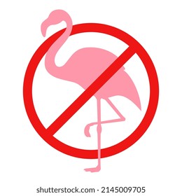 No Flamingo Sign on White Background