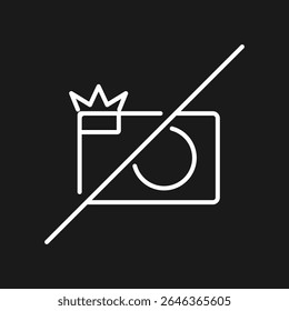 No flash, no camera, no photo sign, linear style, editable stroke