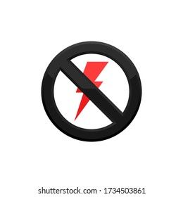 No Flash Icon , Prohibition Lightning Sign Icon In Trendy  Design Vector Eps 10