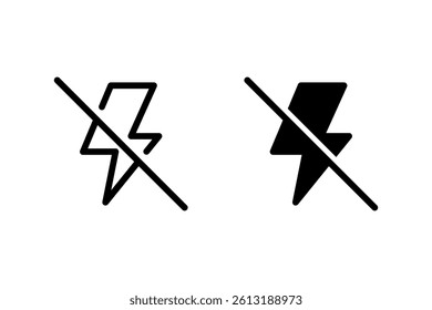 no flash icon set. Ideal for use in UI, UX, or any design requiring a clear and concise representation of the no flash photography restriction