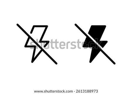 no flash icon set. Ideal for use in UI, UX, or any design requiring a clear and concise representation of the no flash photography restriction