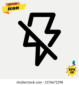 no flash icon. simple outline no flash vector icon. on white background.