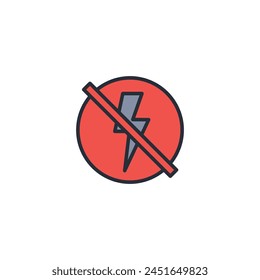 no flash icon. vector.Editable stroke.linear style sign for use web design,logo.Symbol illustration.