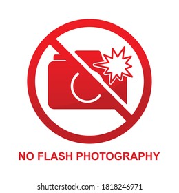 No Flash Photography Sign Isolated On White Background Vector Illustration.