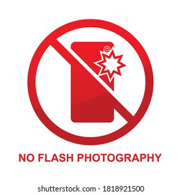 No Flash Photography Sign Isolated On White Background Vector Illustration.