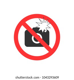 No flash photography sign.
Vector illustration. Flat design.