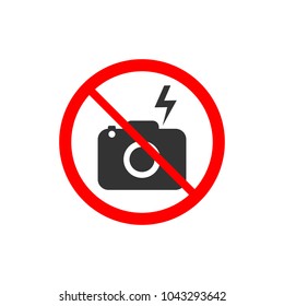 No flash photography sign. Vector illustration. Flat design.