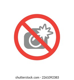 No flash photography vector prohibition sign. Do not use flash icon.