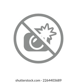 No flash photography vector prohibition sign. Do not use flash icon.
