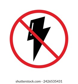 sin flash, señal de advertencia con el vector del icono del rayo