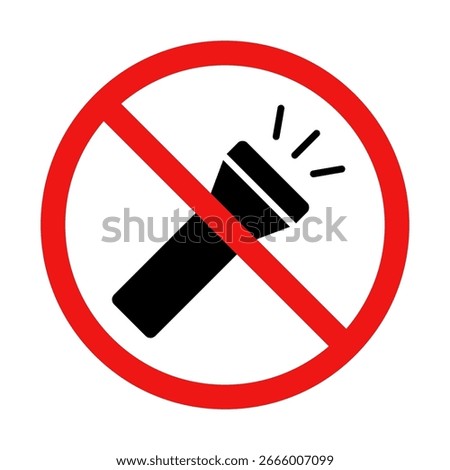 No Flashlight Sign on White Background