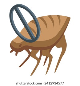 No flea on pet icon isometric vector. Flea collar. Leash protection