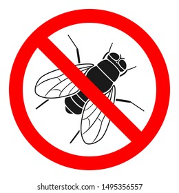 NO FLIES sign. Exterminator symbol. Vector icon.