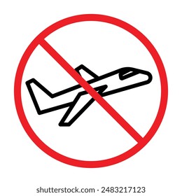 no flight or fly zone icon linear logo mark in black and white