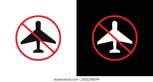 No Flight or Fly Zone Icono de logotipo establecido Vector