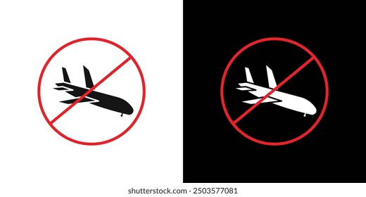 No Flight or Fly Zone Icono de la línea de arte Vector