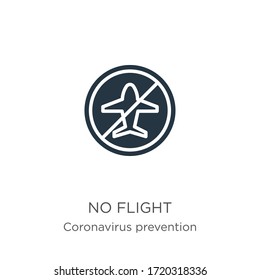 No flight icon vector. Trendy flat no flight icon from Coronavirus Prevention collection isolated on white background. Vector illustration can be used for web and mobile graphic design, logo, eps10