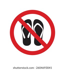 No flip flops sandal allowed icon vector template, Forbidden area sign, warning and caution information