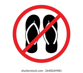 no flipflops sign in red circle. sandals are prohibited. no flipflops. footwear restriction. footwear prohibited