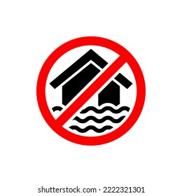 No flooding sign isolated on white background. Vector illustration