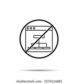No flowchart, mapping icon. Simple thin line, outline vector of web design development ban, prohibition, embargo, forbiddance icons for ui and ux, website or mobile application
