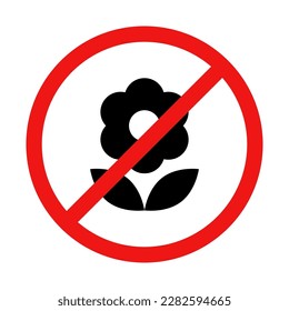 No Flower Sign on White Background