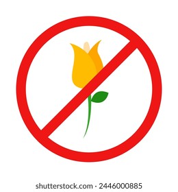 No Flower Sign on White Background