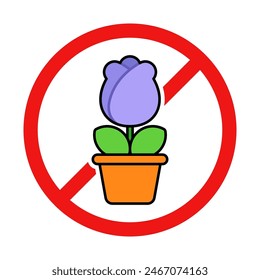 No Flowers Sign on White Background