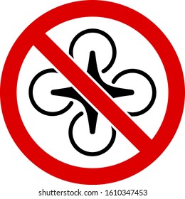 No fly drone vector icon. Flat No fly drone pictogram is isolated on a white background.