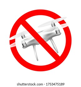 No fly drones sign. No fly zone, Drone sign isolated on white background, Vector illustration
