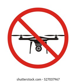 No fly drones sign. No fly zone, Drone sign isolated on white background, Vector illustration