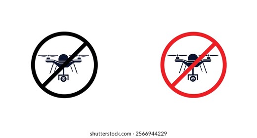 No fly drones signs. vector signs set