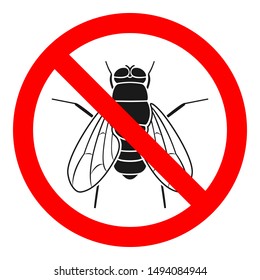 NO FLY sign. Insecticide symbol. Vector icon.