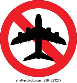 No fly zone plane red restricted sign symbol icon on white