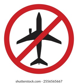 no flying icon No traveling with airplanes icon on white background, prohibit sign vector