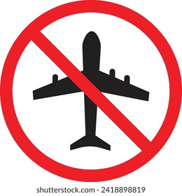 Sin señal de vuelo. Vector de icono de prohibición de vuelo. Firma de exclusión aérea