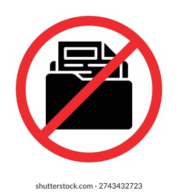 No Folder Access Sign, File Prohibited Symbol Vector Illustration