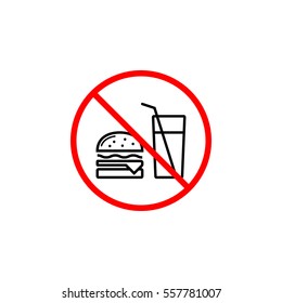 No food allowed line icon, prohibition sign, forbidden no eat, vector graphics, a linear pattern red on a white background, eps 10.