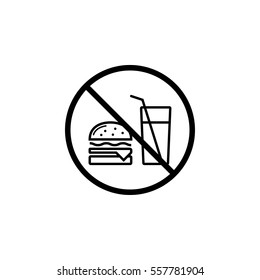 No Food Allowed Line Icon, Prohibition Sign, Forbidden No Eat, Vector Graphics, A Linear Pattern On A White Background, Eps 10.