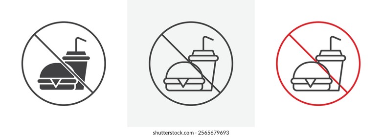 No food allowed sign vector in black and colored versions