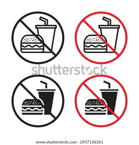 No Food Allowed Sign Vector Icon Set. Consumption Restriction Emblem vector symbol for UI design.