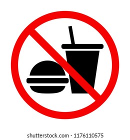 No food allowed symbol, isolated on white background. Prohibition sign.