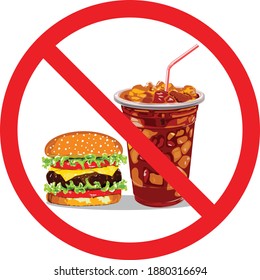 No food allowed symbol, isolated on white background. Prohibition sign.