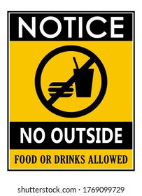 No food or beverage allowed lettering with prohibited design vector illustration