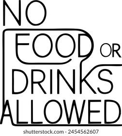No food and drink allowed symbol, isolated on white background. Prohibition sign. this sign of food and drink no allowed to bring from outside.