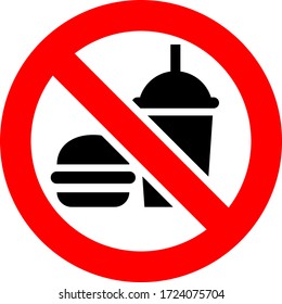 No Food And Drink Forbidden Sign, Modern Round Sticker