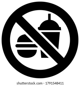 No food and drink forbidden sign, modern round sticker